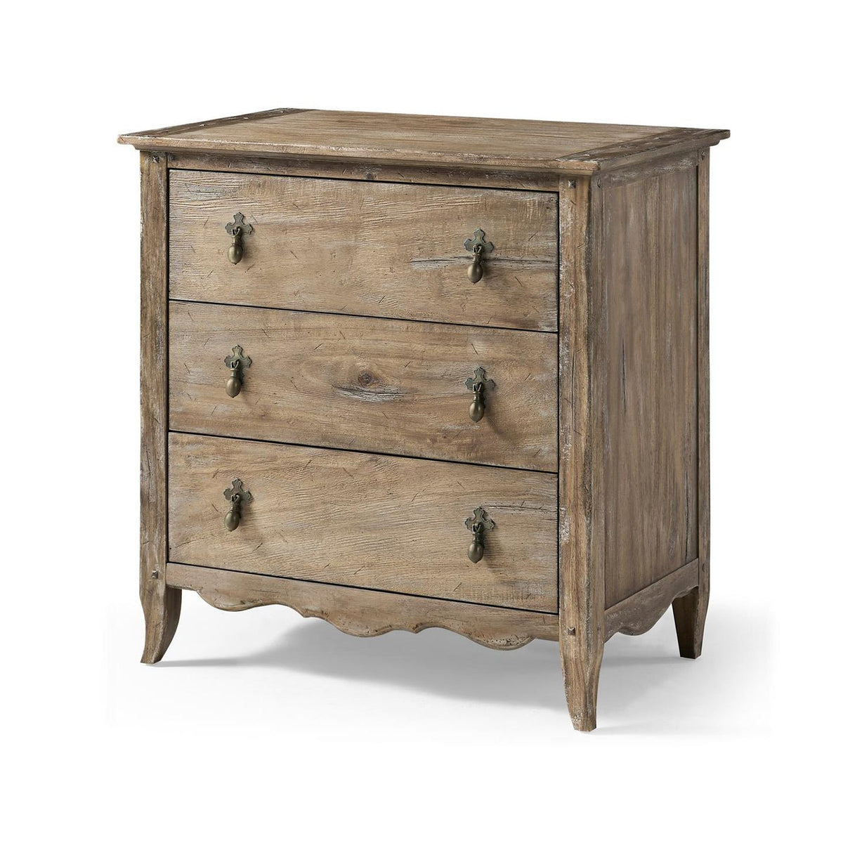 Greyed Oak Country 3 - Drawer Chest - English Georgian America