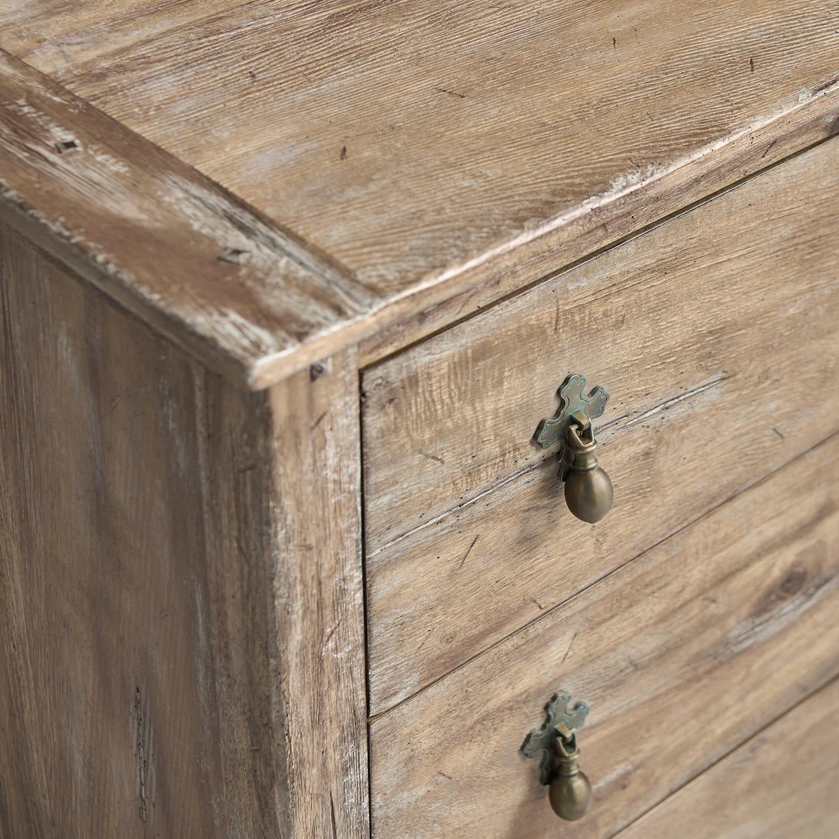 Greyed Oak Country 3 - Drawer Chest - English Georgian America