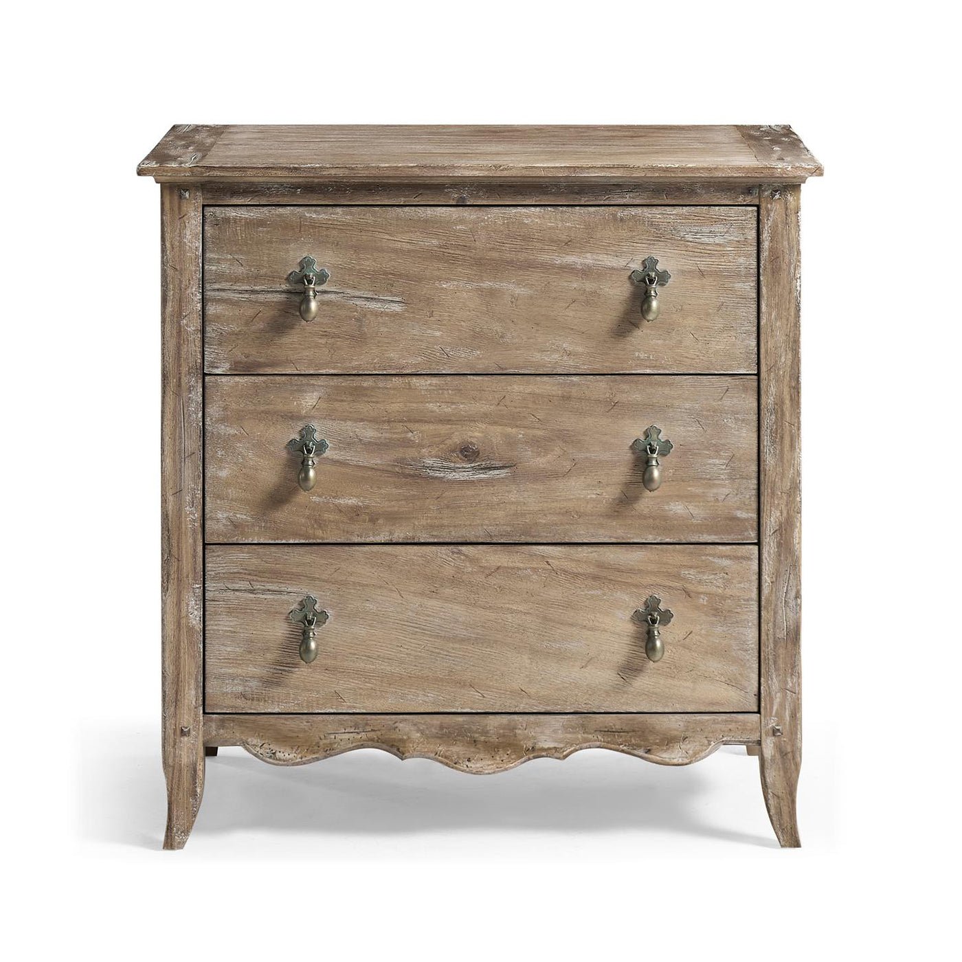 Greyed Oak Country 3 - Drawer Chest - English Georgian America