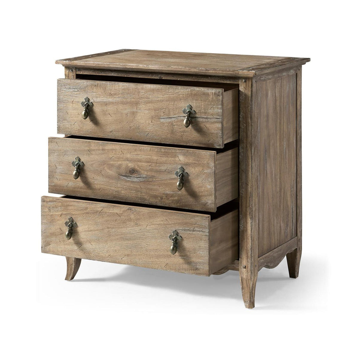 Greyed Oak Country 3 - Drawer Chest - English Georgian America