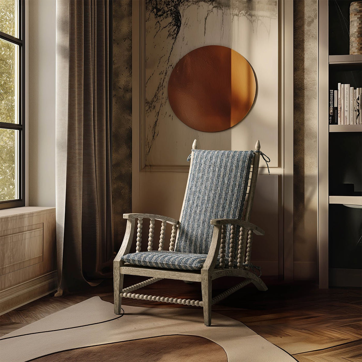 Greyed Oak Country Lounge Chair - English Georgian America