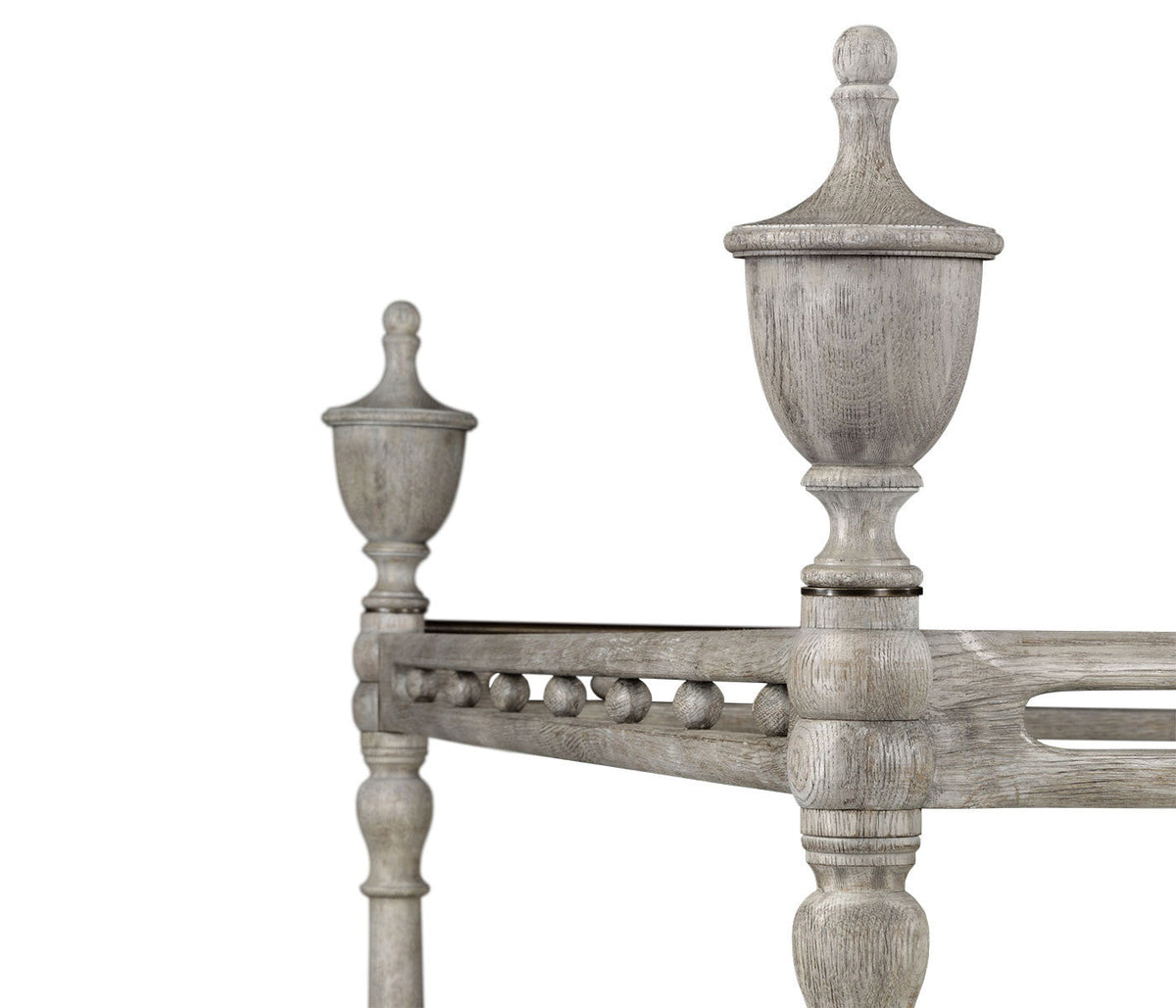 Greyed Oak Four Post King Bed - English Georgian America