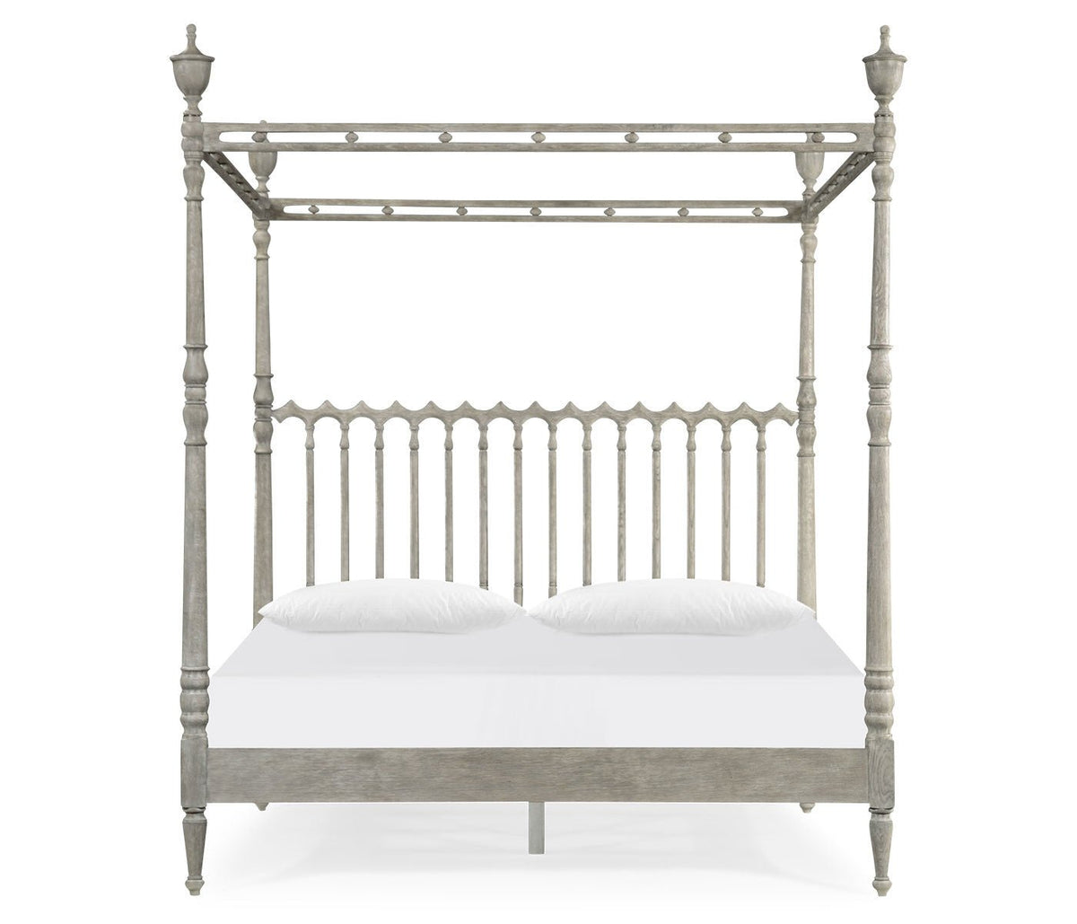 Greyed Oak Four Post King Bed - English Georgian America
