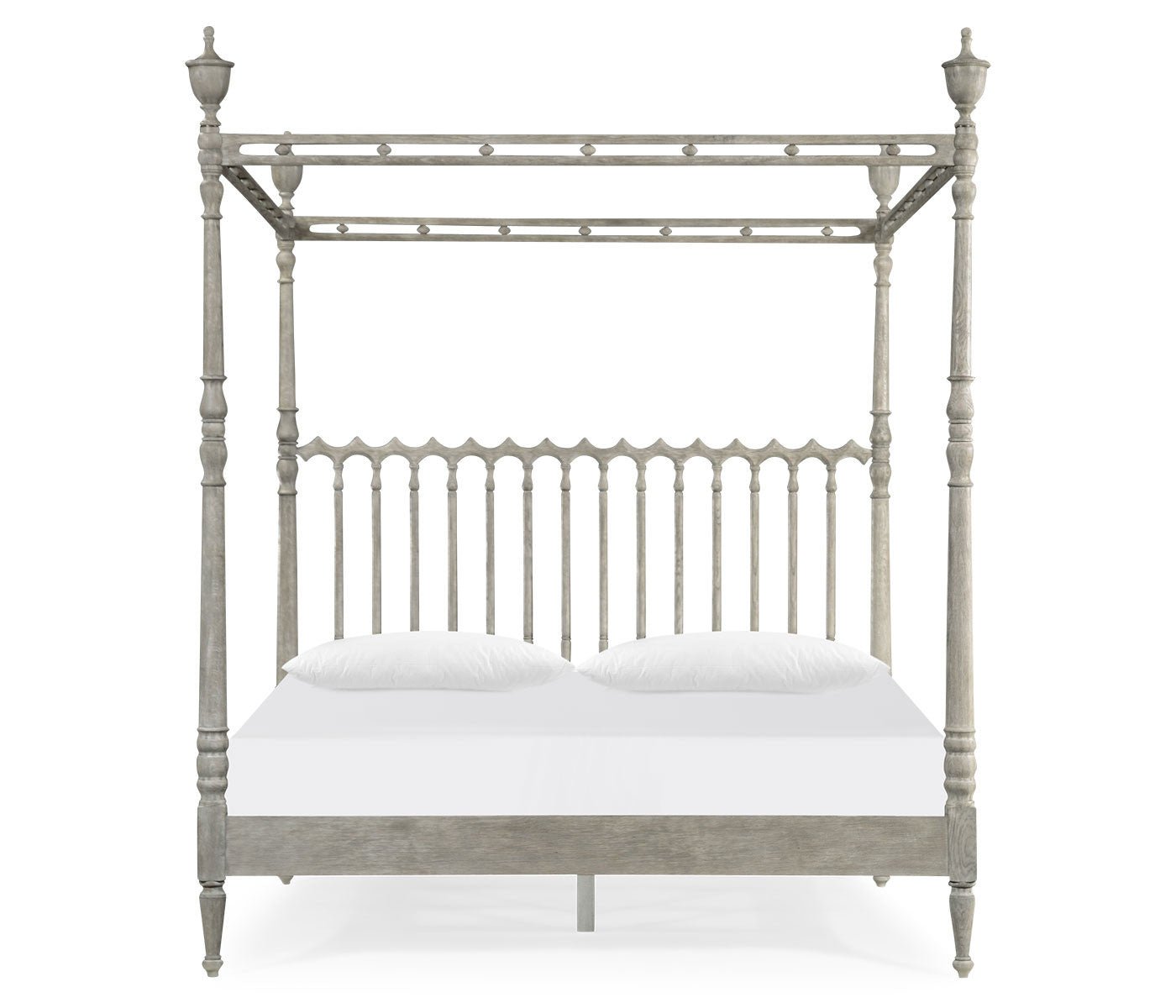 Greyed Oak Four Post King Bed - English Georgian America