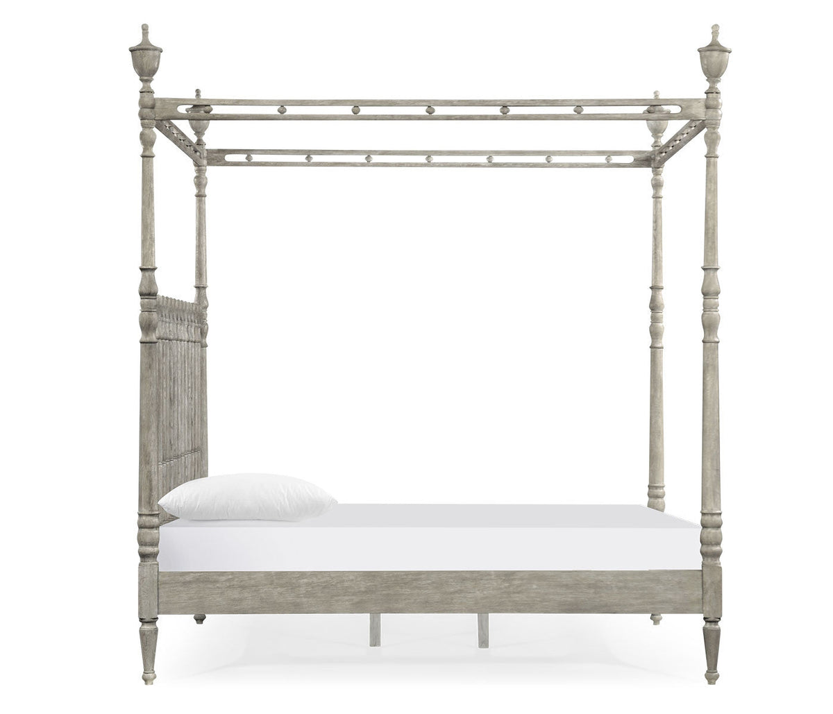 Greyed Oak Four Post King Bed - English Georgian America