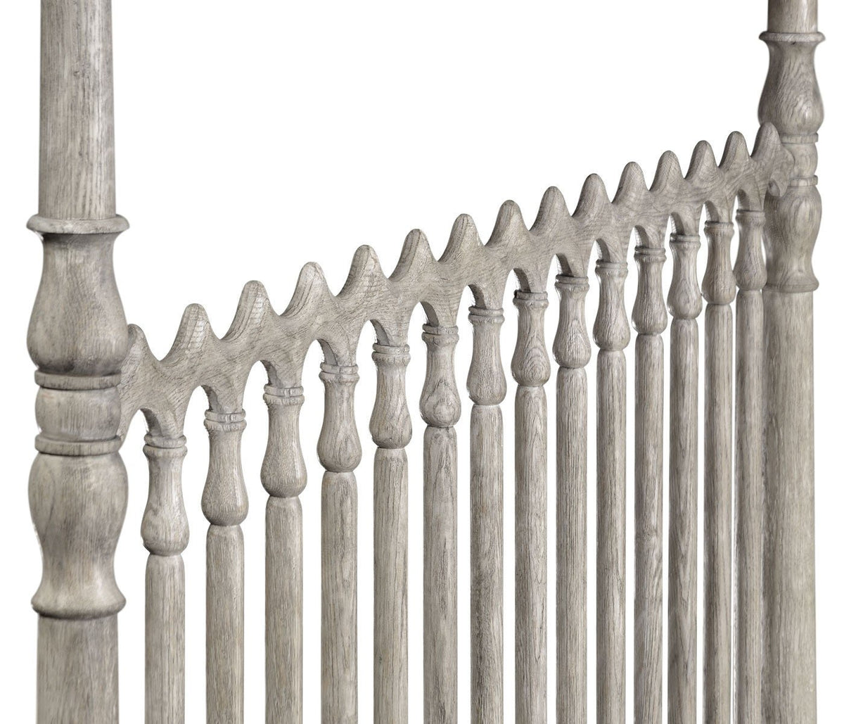 Greyed Oak Four Post King Bed - English Georgian America