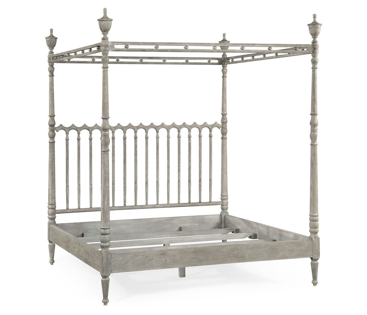 Greyed Oak Four Post King Bed - English Georgian America