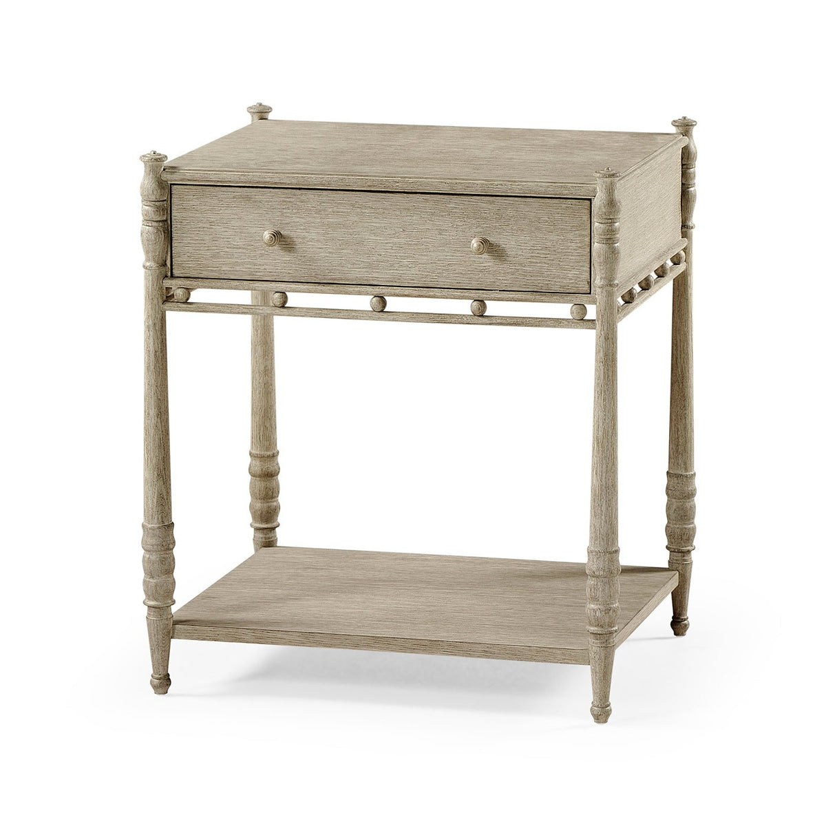 Greyed Oak Rustic Bedside Table - English Georgian America