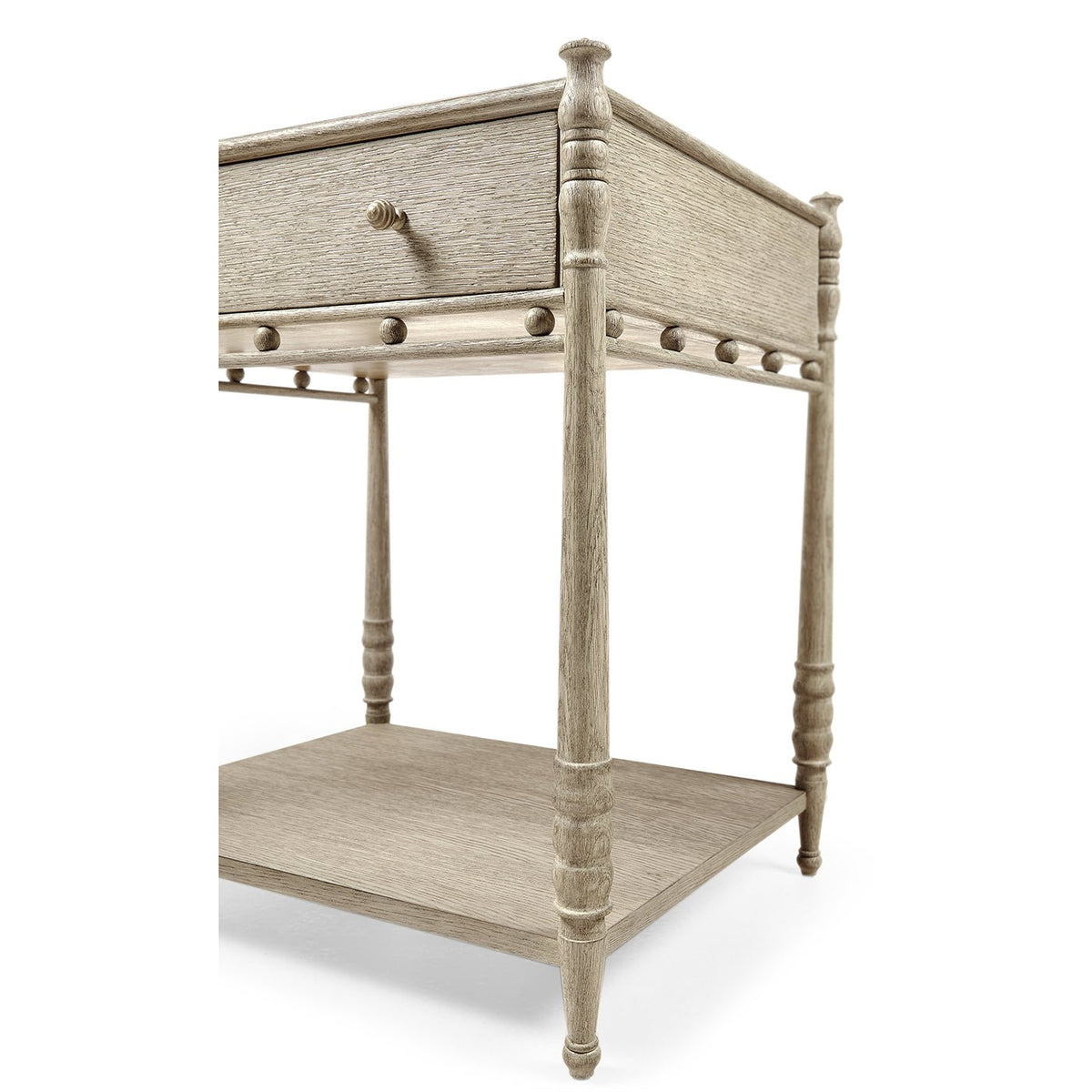 Greyed Oak Rustic Bedside Table - English Georgian America