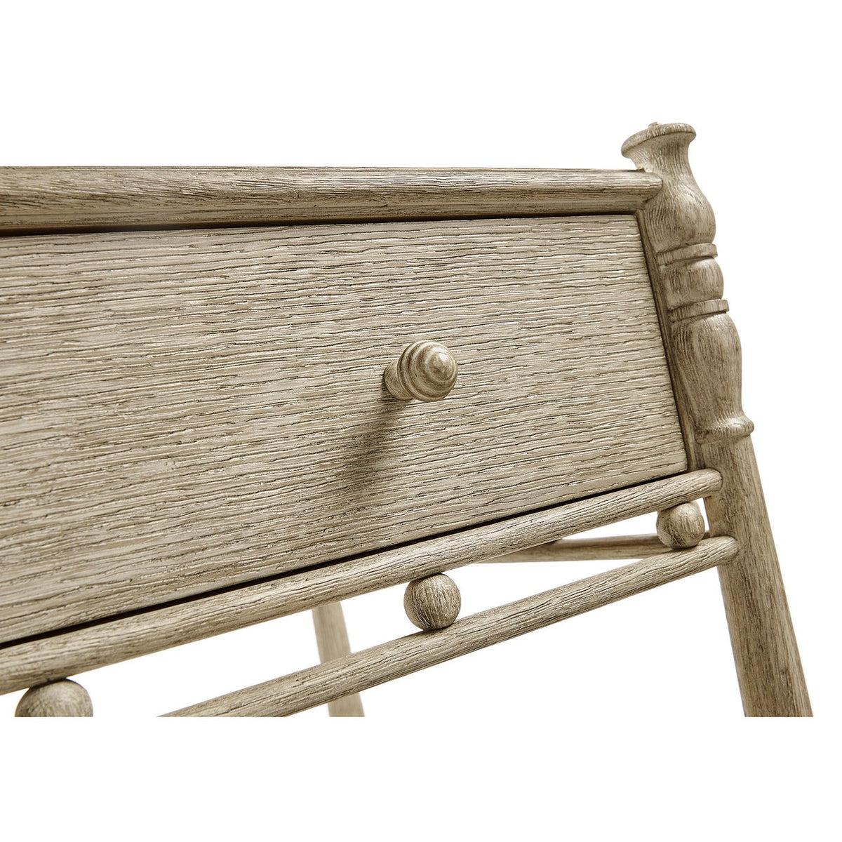 Greyed Oak Rustic Bedside Table - English Georgian America