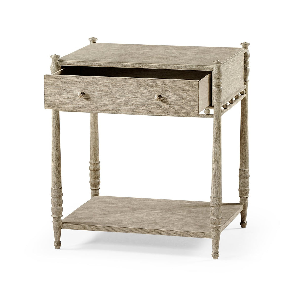 Greyed Oak Rustic Bedside Table - English Georgian America