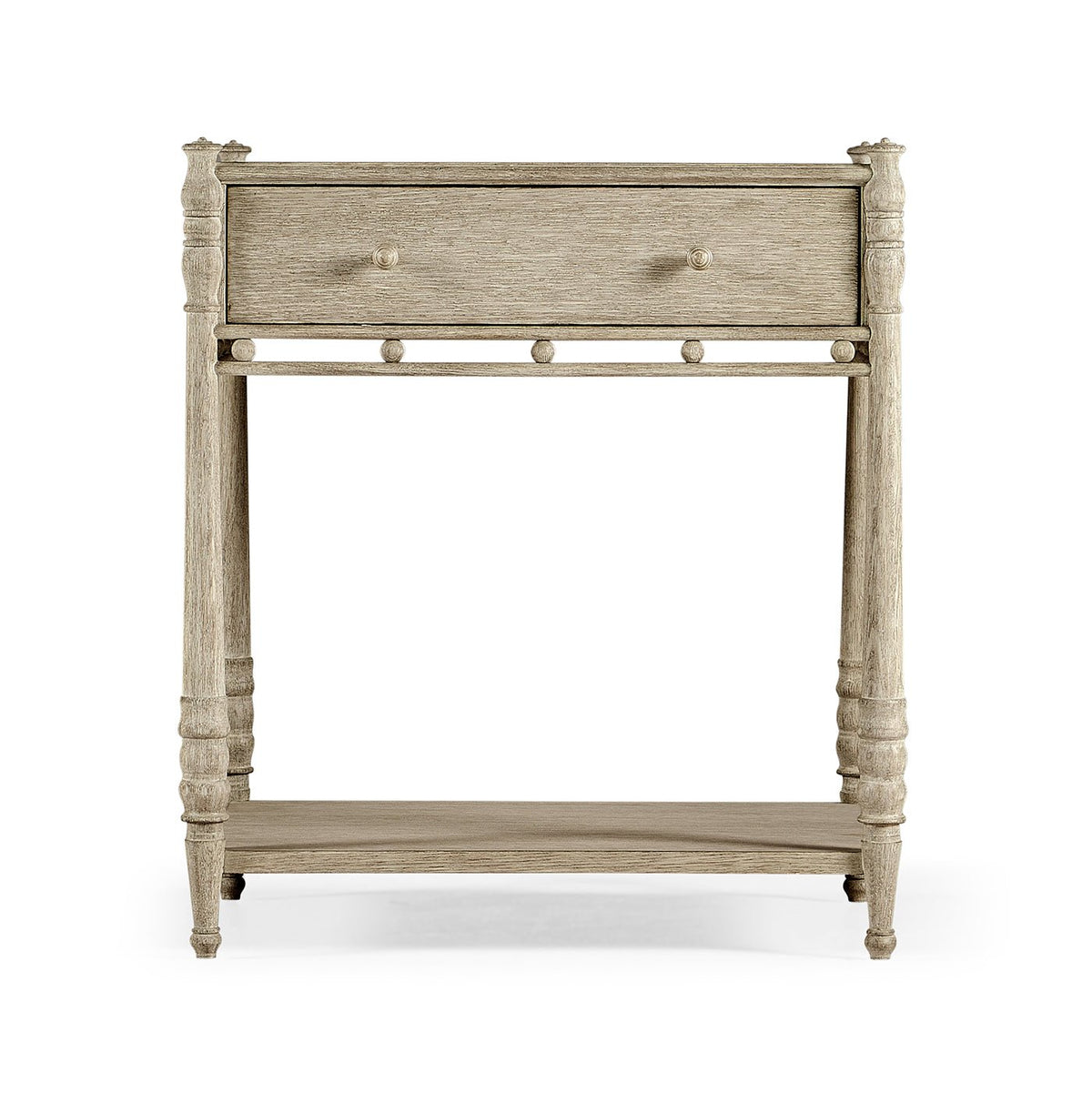 Greyed Oak Rustic Bedside Table - English Georgian America
