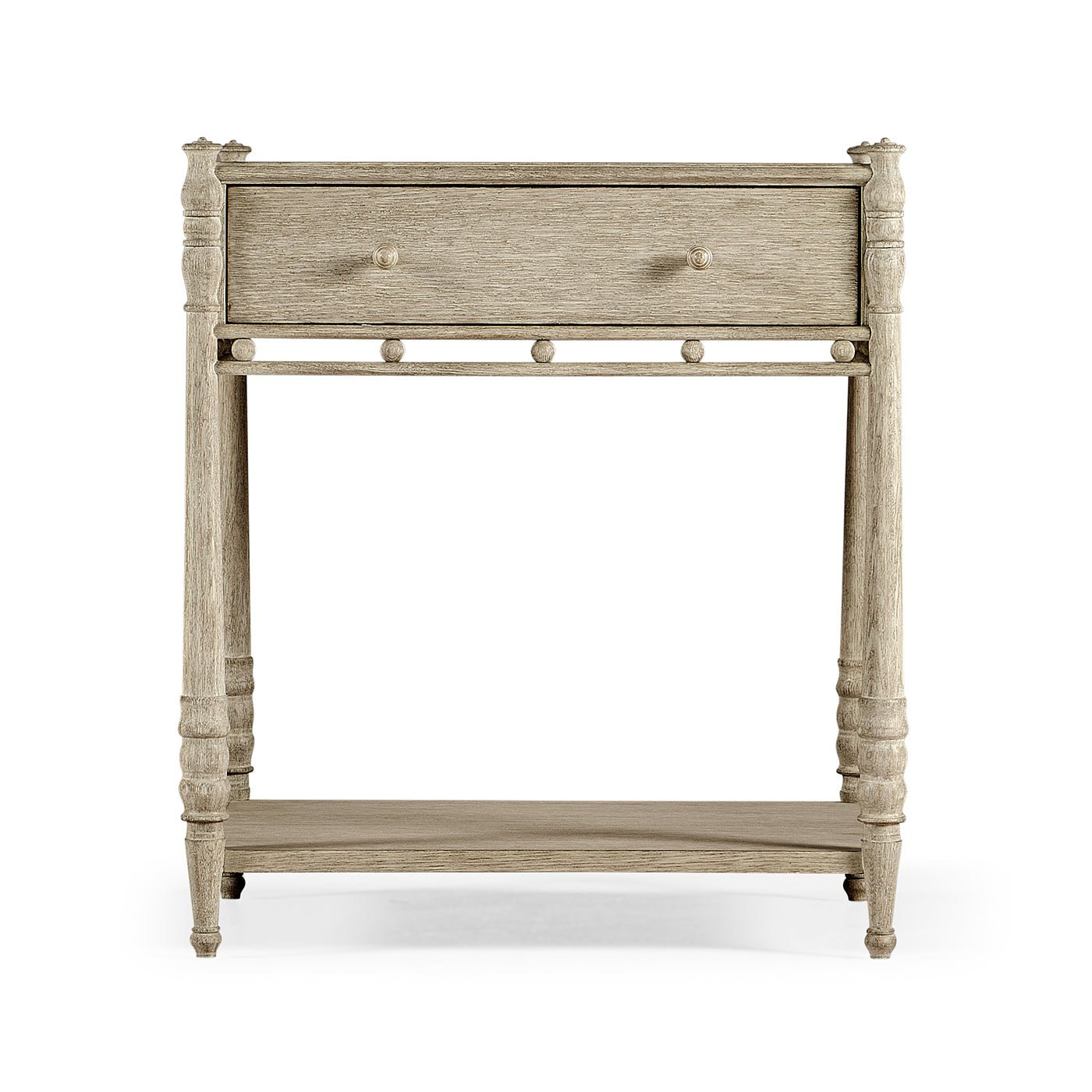 Greyed Oak Rustic Bedside Table - English Georgian America