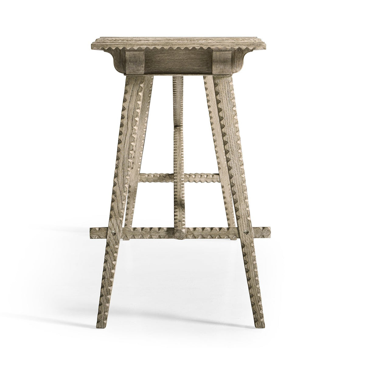 Greyed Oak Rustic Console Table - English Georgian America