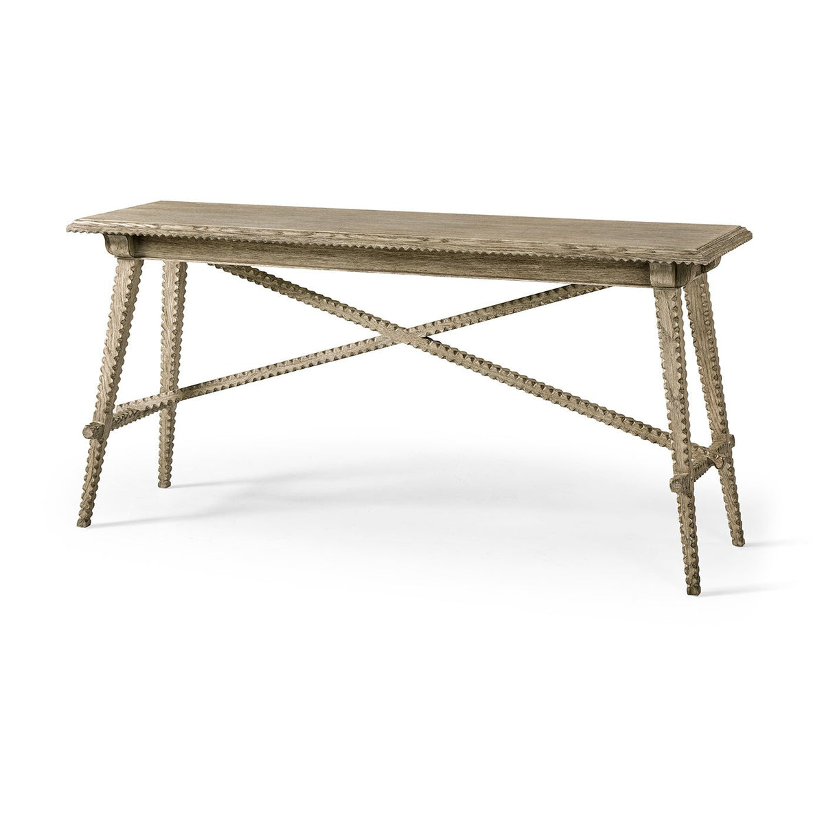 Greyed Oak Rustic Console Table - English Georgian America