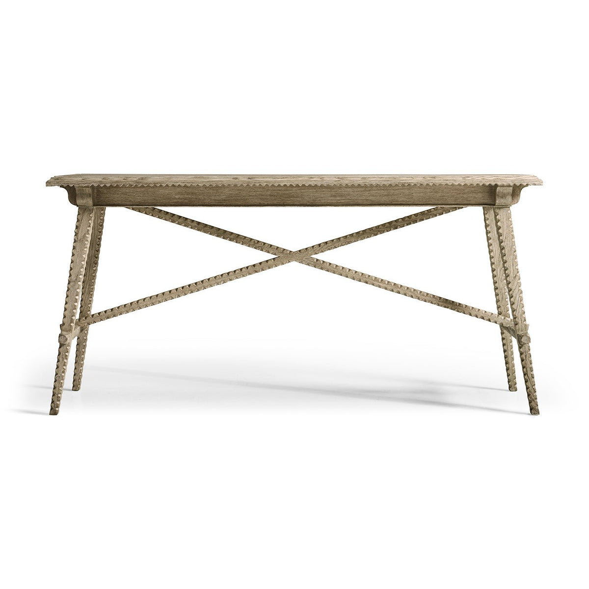 Greyed Oak Rustic Console Table - English Georgian America