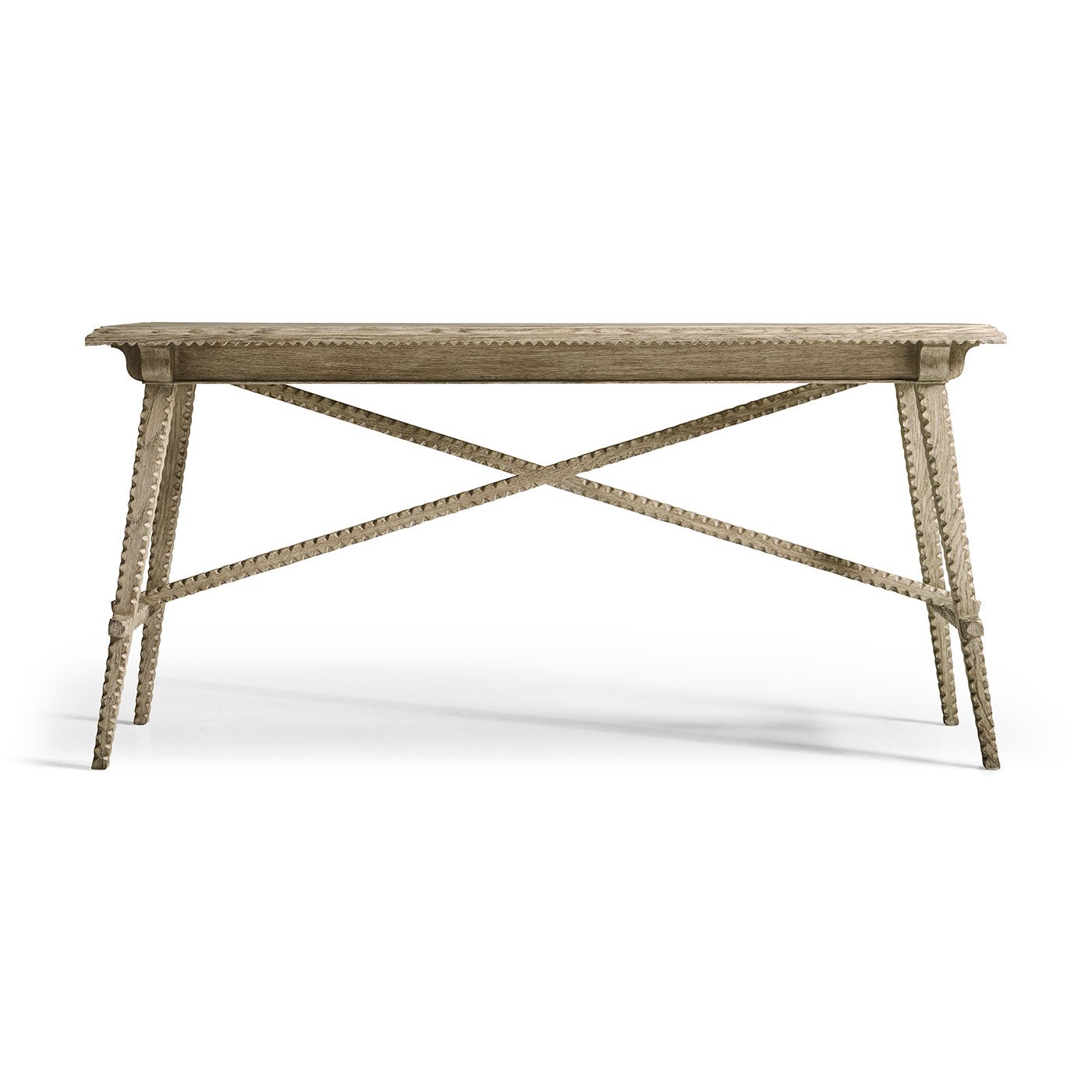 Greyed Oak Rustic Console Table - English Georgian America