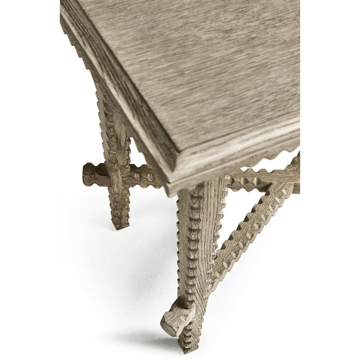 Greyed Oak Rustic End Table - English Georgian America