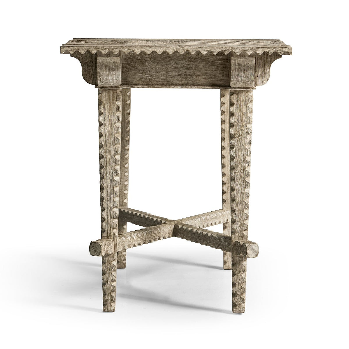 Greyed Oak Rustic End Table - English Georgian America