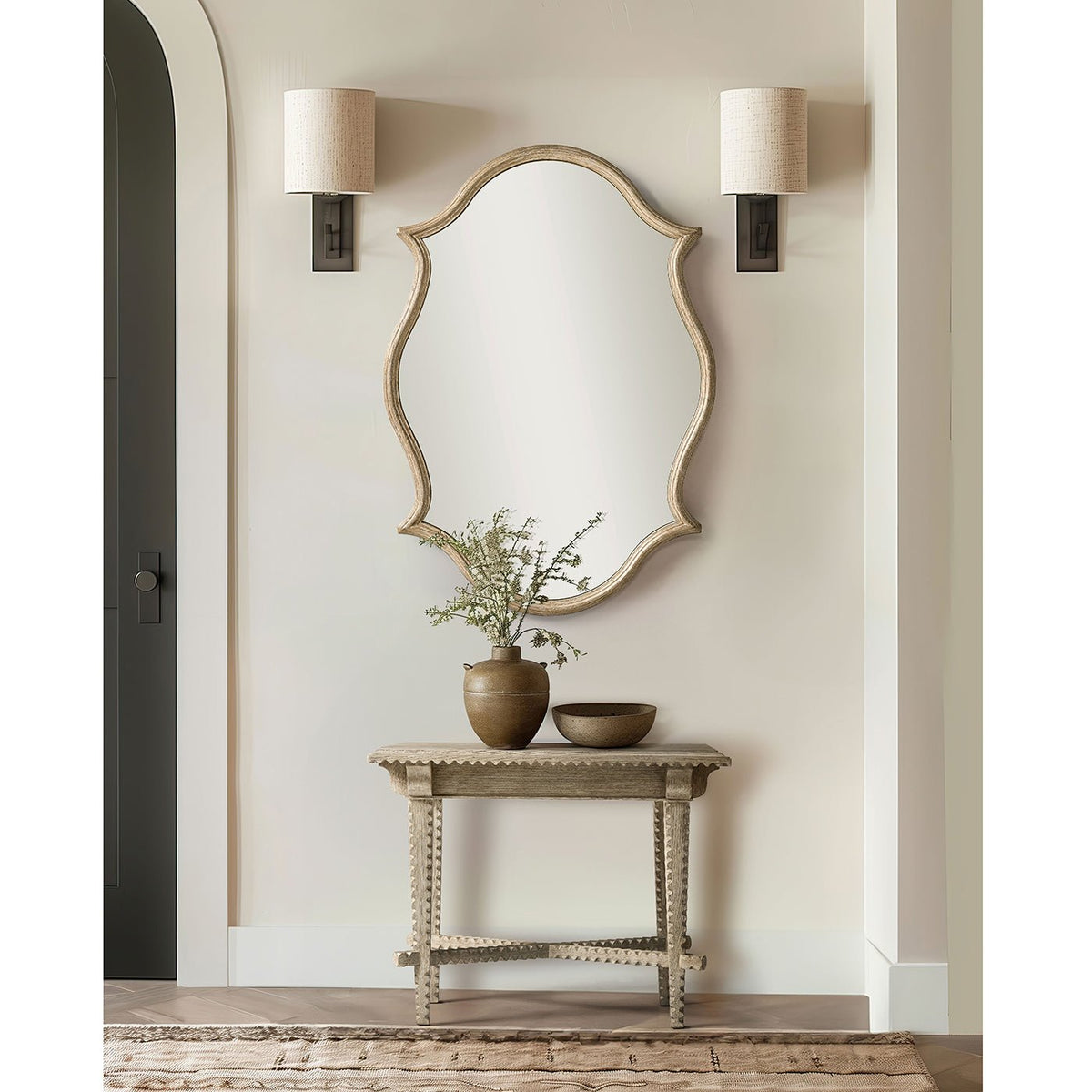 Greyed Oak Rustic End Table - English Georgian America