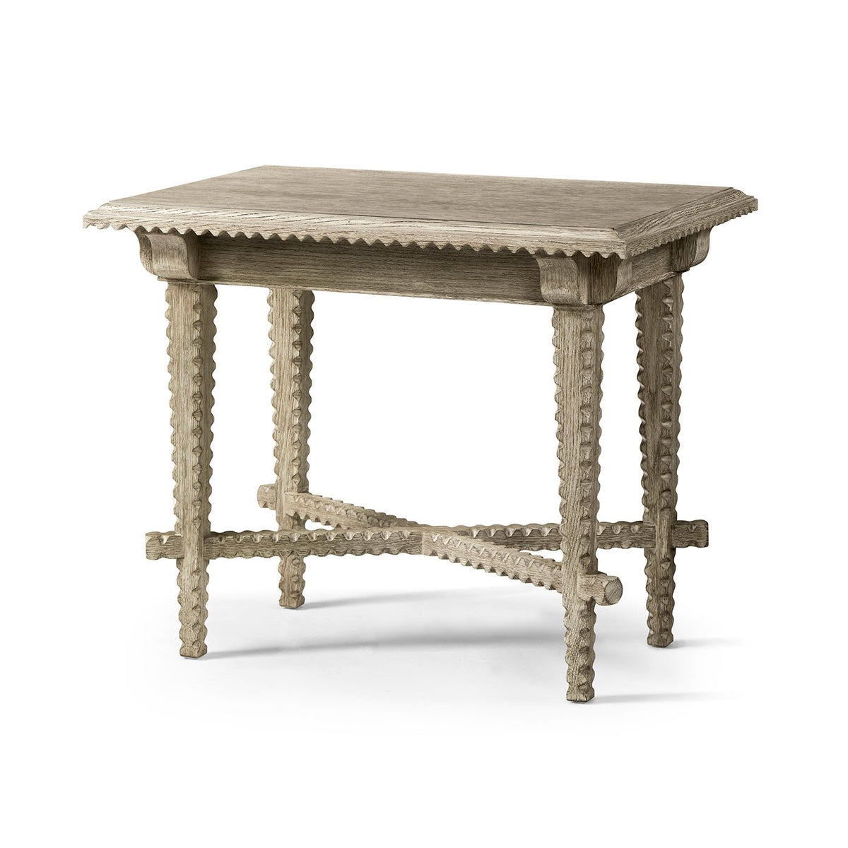 Greyed Oak Rustic End Table - English Georgian America