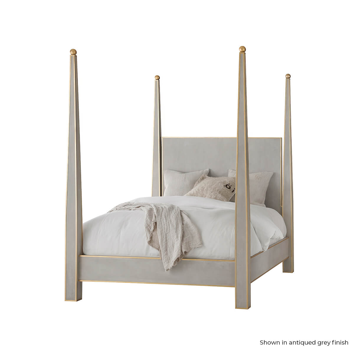 Gustavian Cream Painted Four Poster Bed - English Georgian America