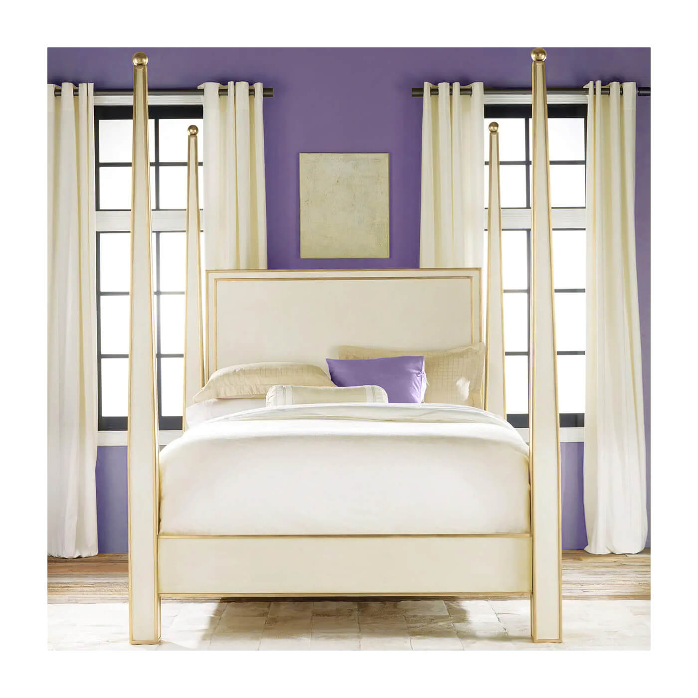 Gustavian Cream Painted Four Poster Bed - English Georgian America