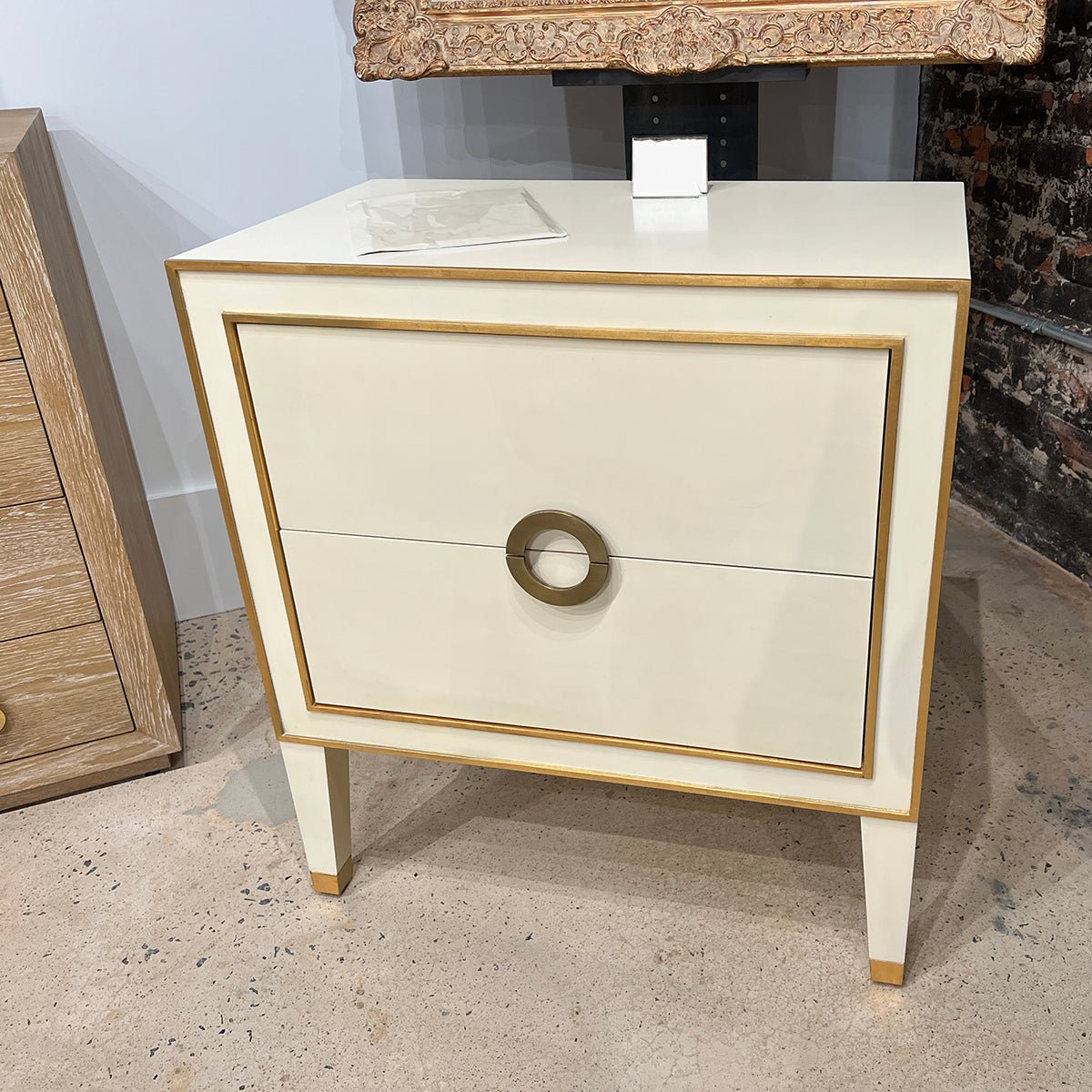 Gustavian Cream Painted Nightstand - English Georgian America