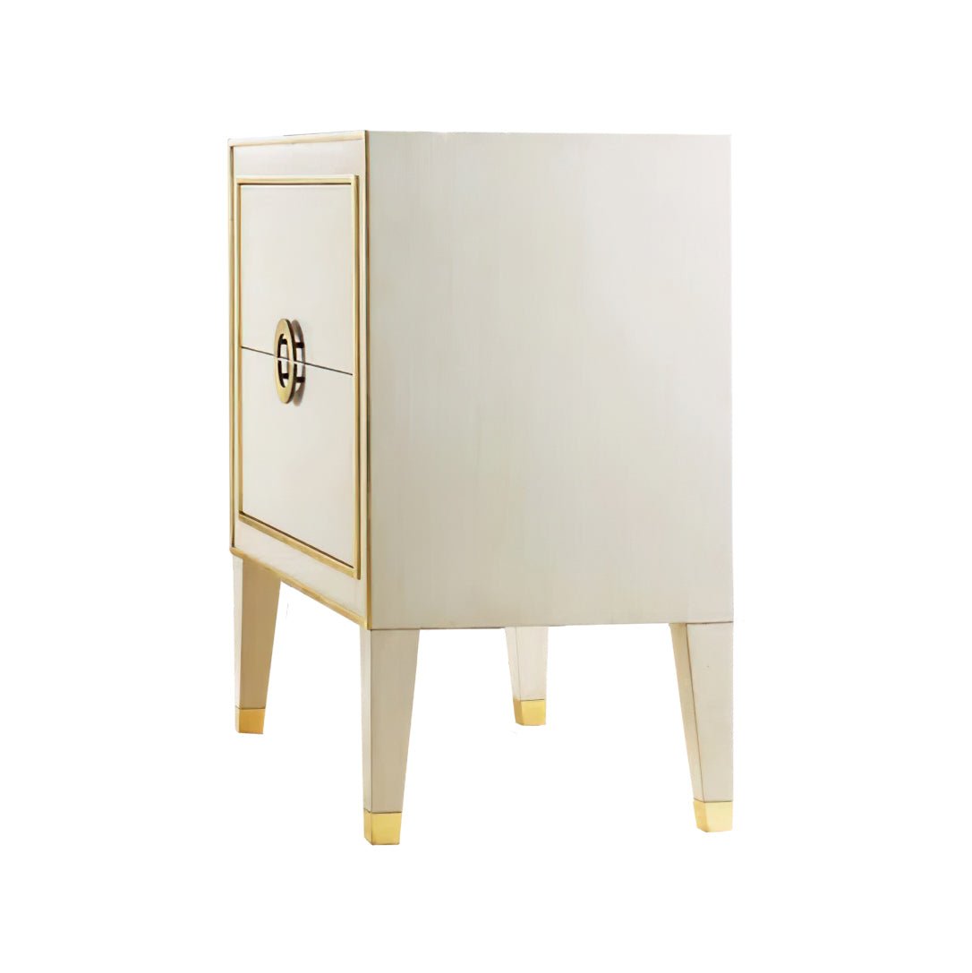 Gustavian Cream Painted Nightstand - English Georgian America