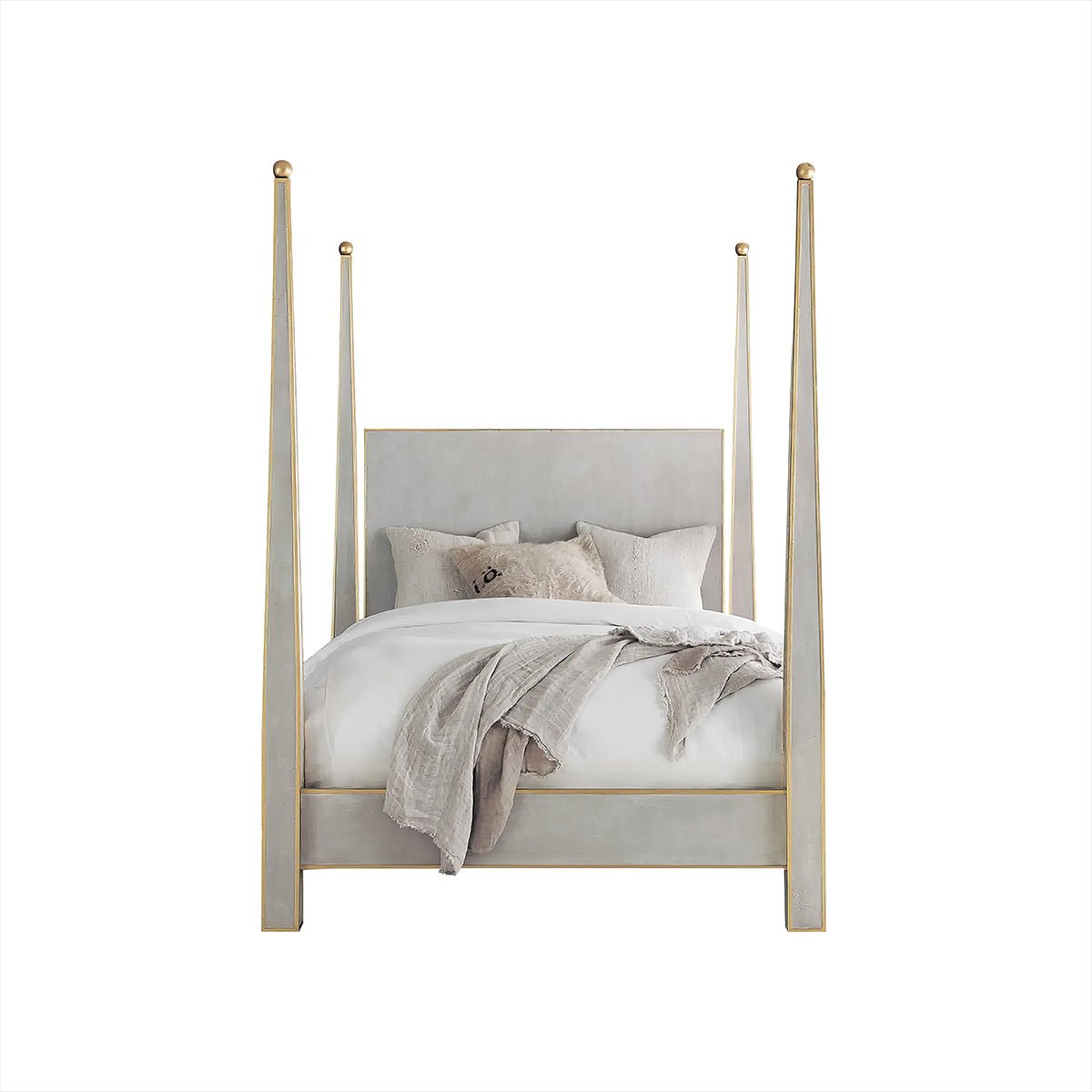 Gustavian Grey Painted Four Poster Bed - English Georgian America