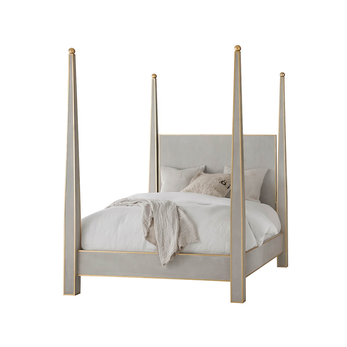 Gustavian Grey Painted Four Poster Bed - English Georgian America