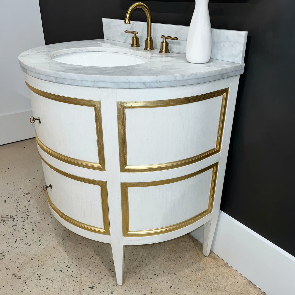 Gustavian White Painted Marble Top Vanity - English Georgian America