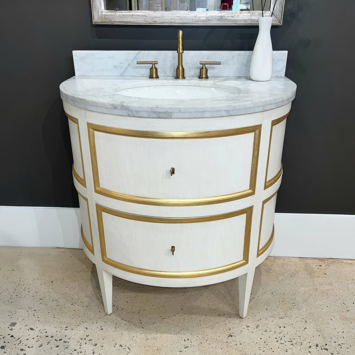 Gustavian White Painted Marble Top Vanity - English Georgian America