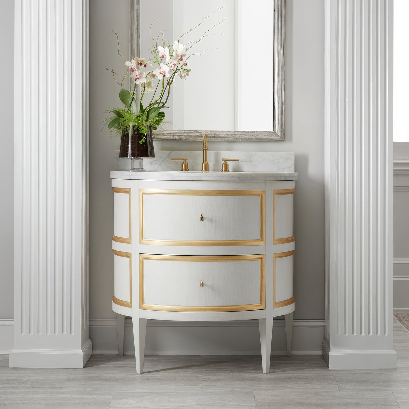 Gustavian White Painted Marble Top Vanity - English Georgian America