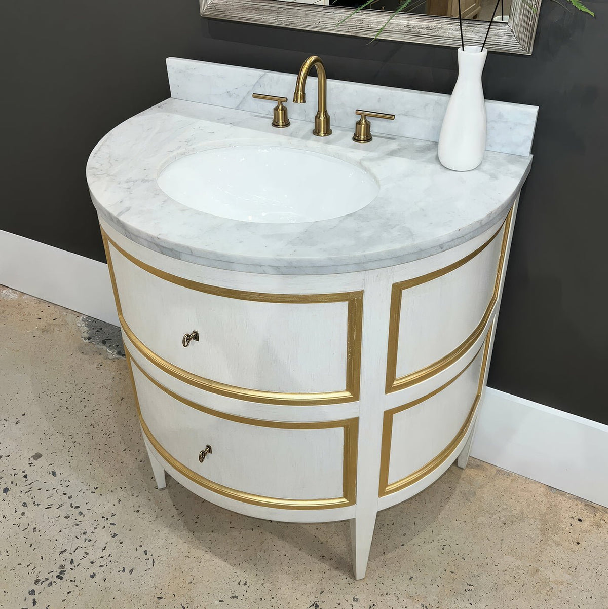 Gustavian White Painted Marble Top Vanity - English Georgian America