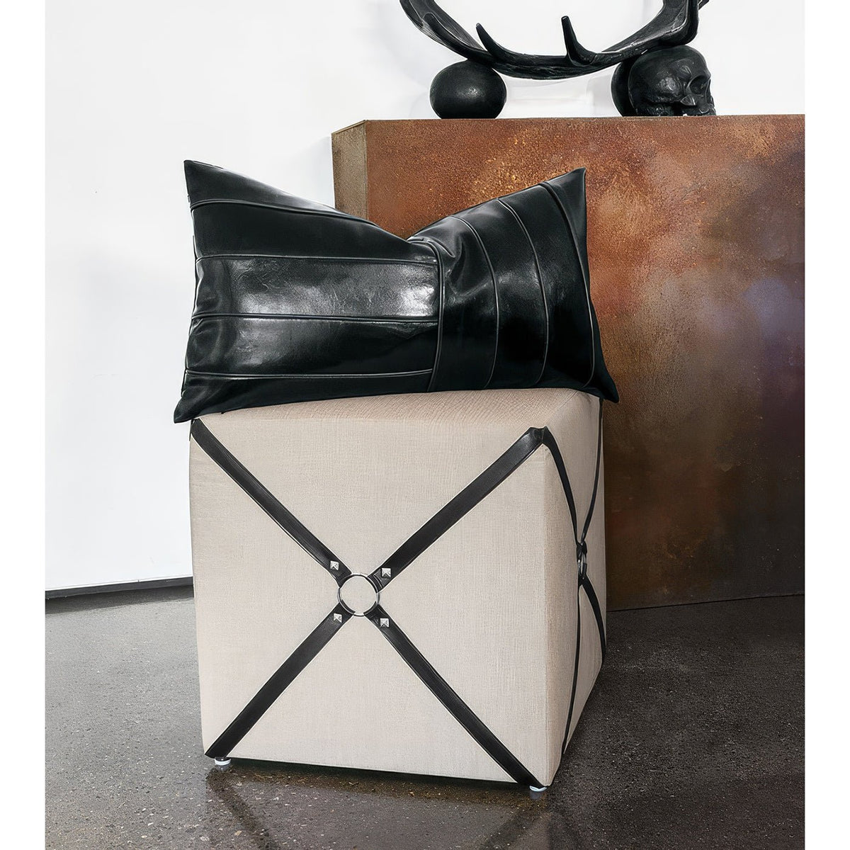 Harness Cube Ottoman - English Georgian America