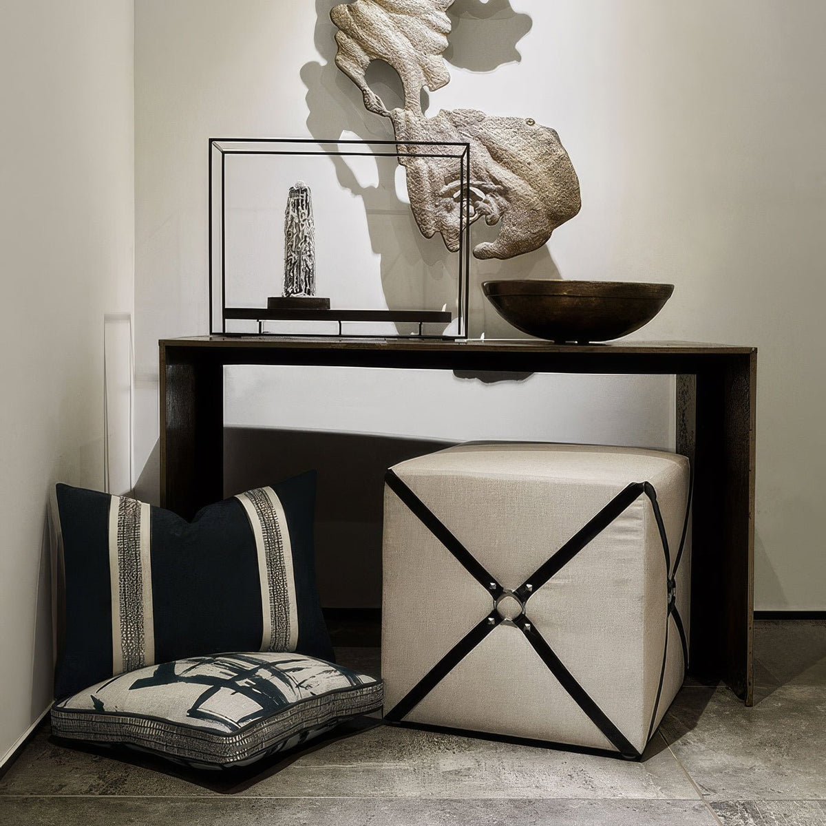 Harness Cube Ottoman - English Georgian America