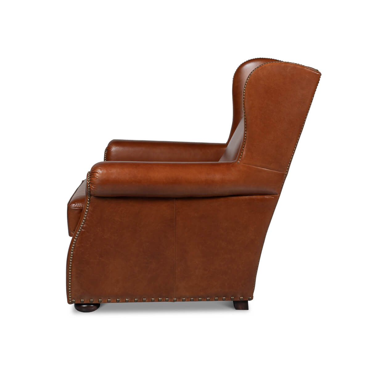 Havana Brown Classic Leather Armchair - English Georgian America