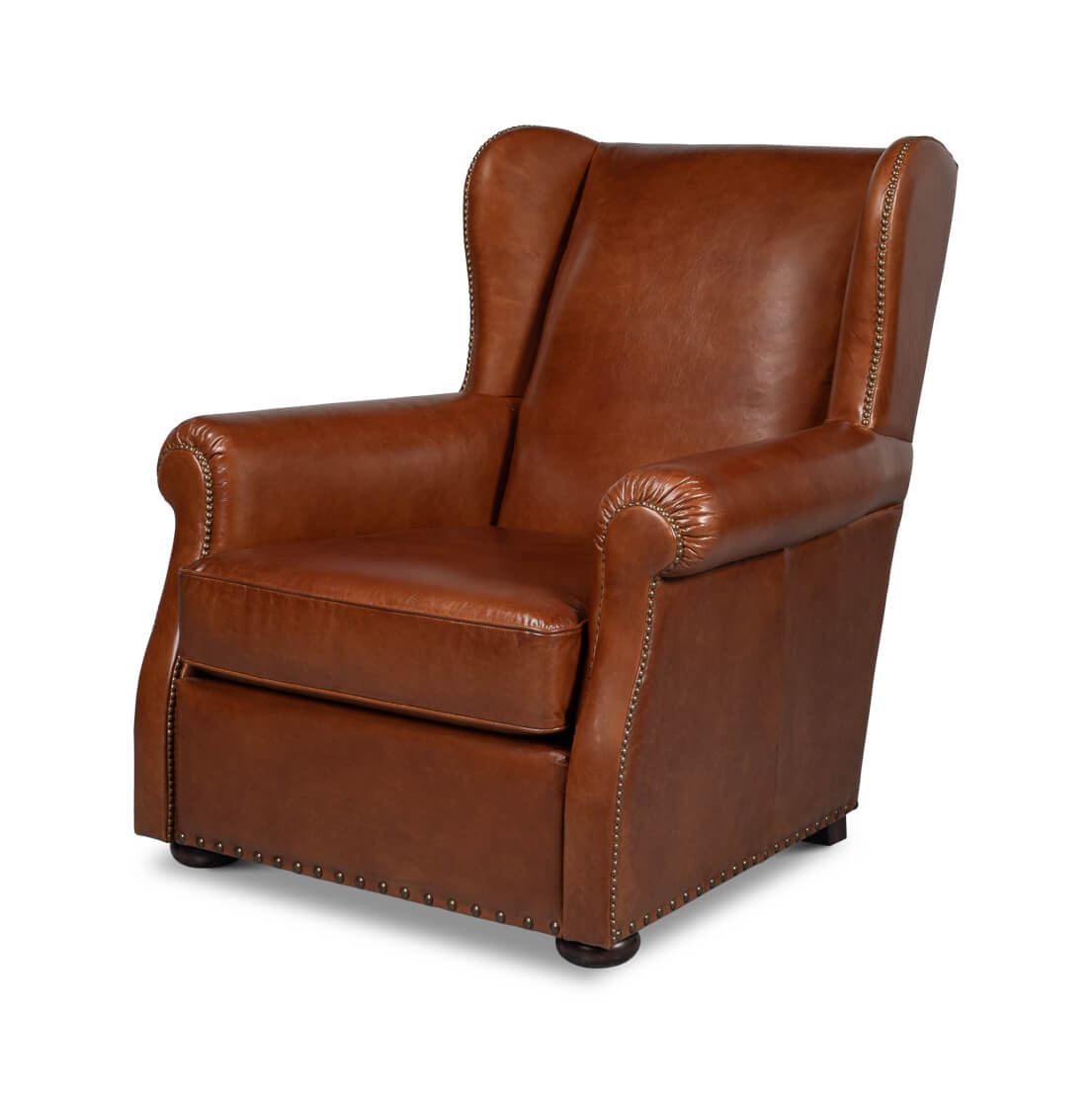 Havana Brown Classic Leather Armchair - English Georgian America