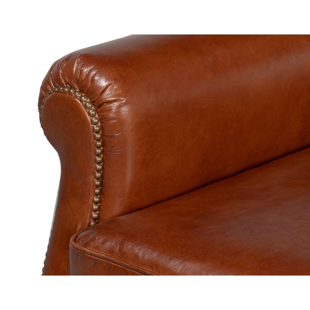 Havana Brown Classic Leather Armchair - English Georgian America