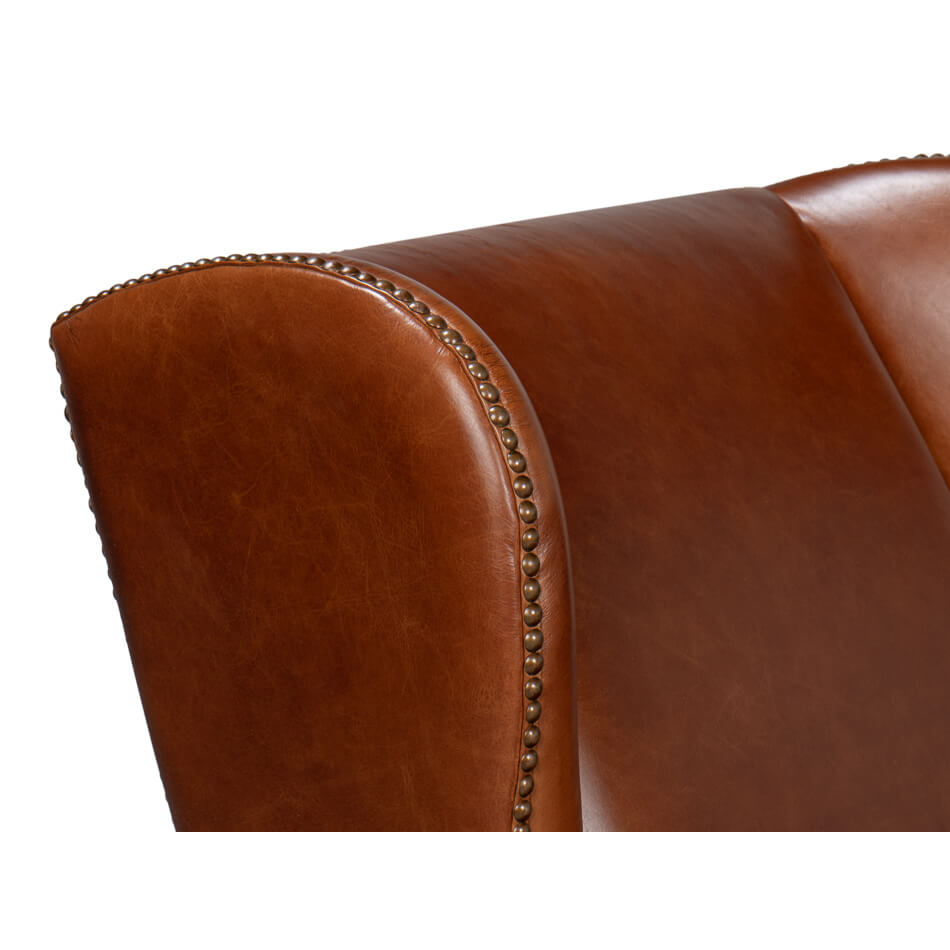 Havana Brown Classic Leather Armchair - English Georgian America