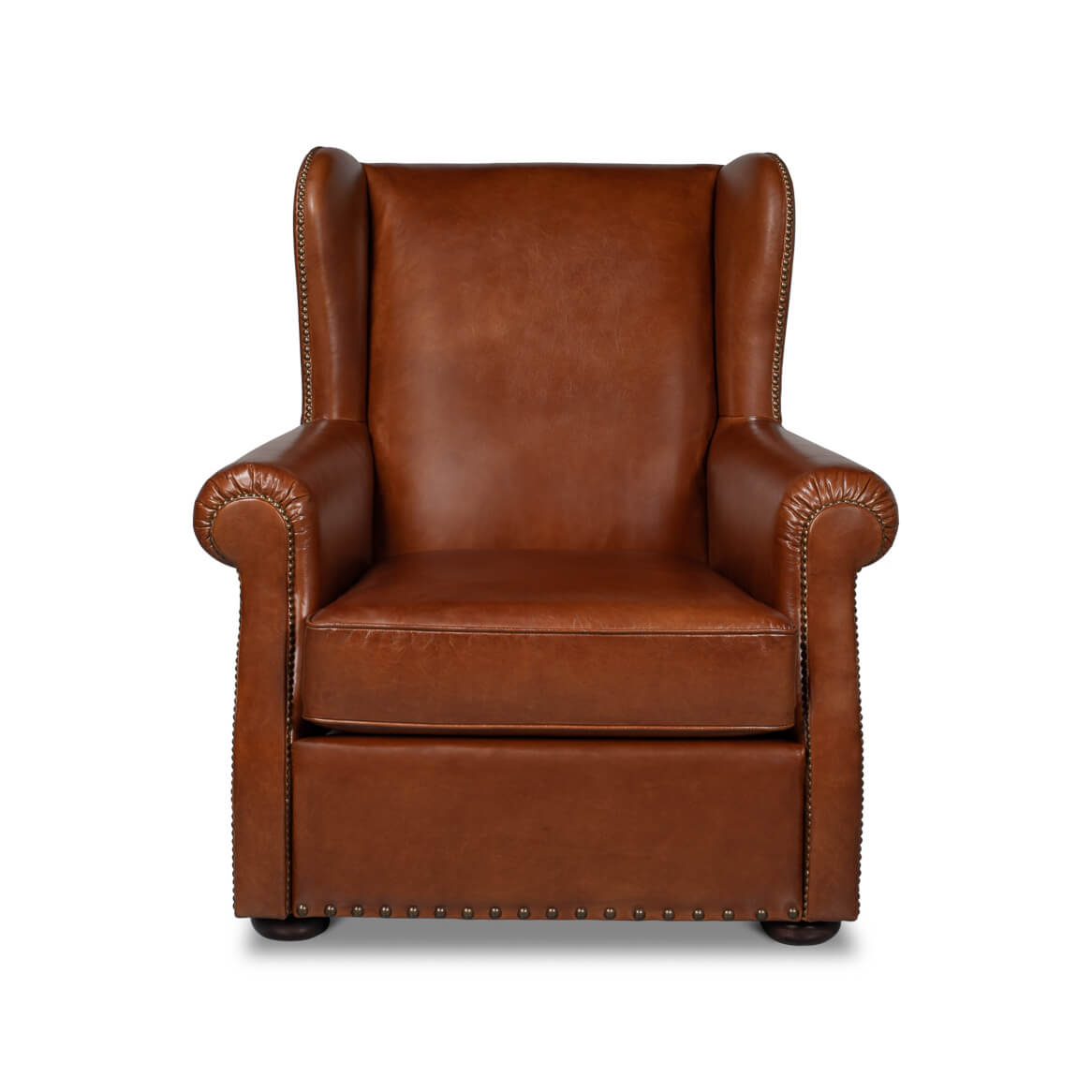 Havana Brown Classic Leather Armchair - English Georgian America