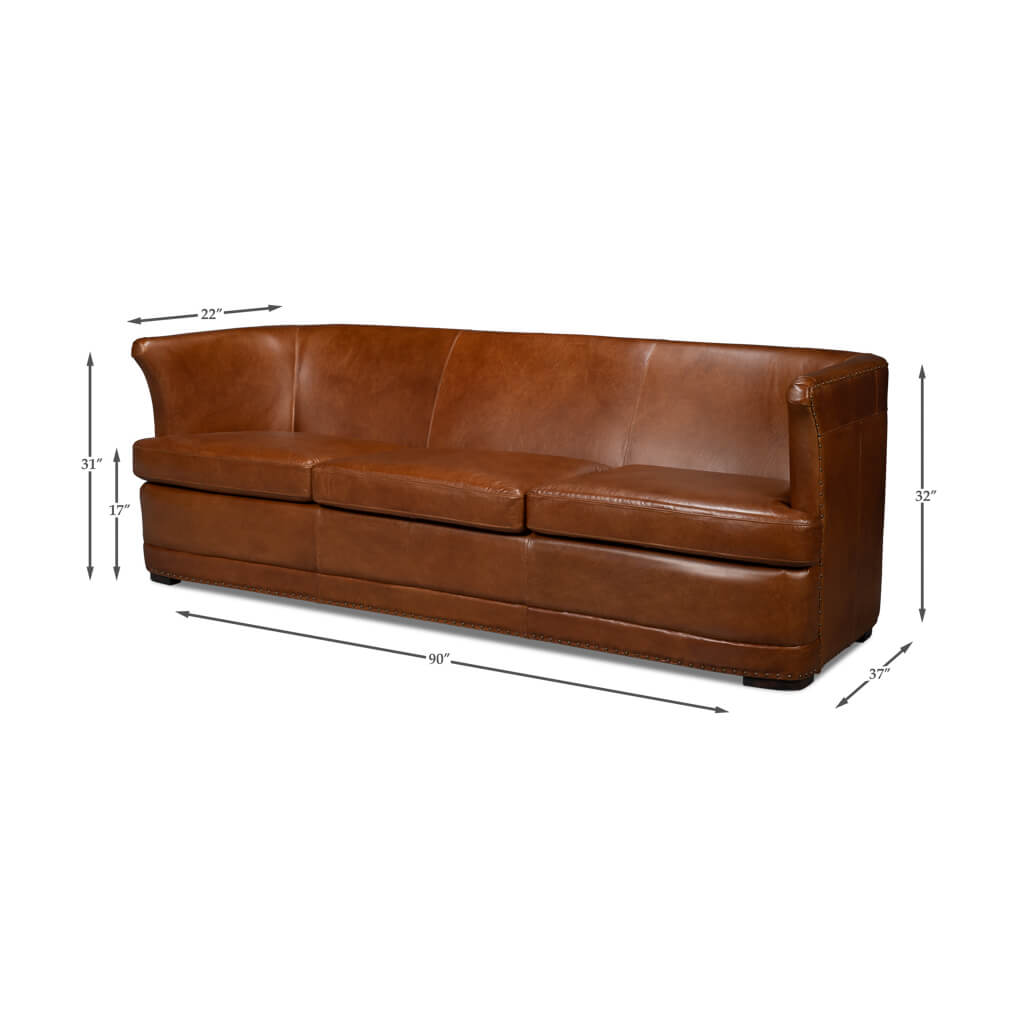 Havana Brown Leather Sofa - English Georgian America
