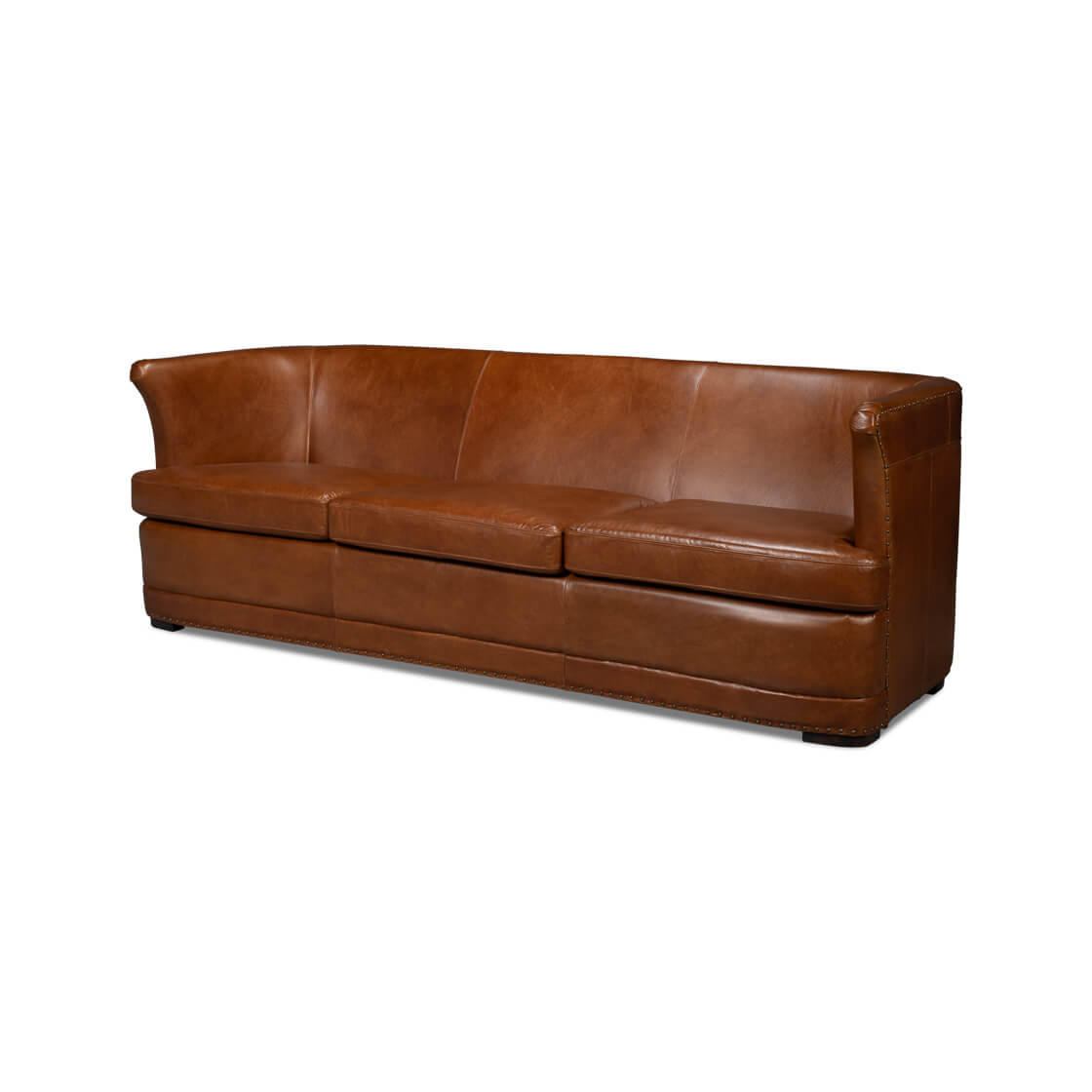 Havana Brown Leather Sofa - English Georgian America