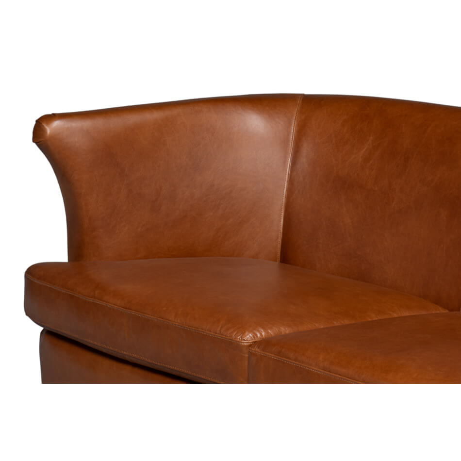 Havana Brown Leather Sofa - English Georgian America