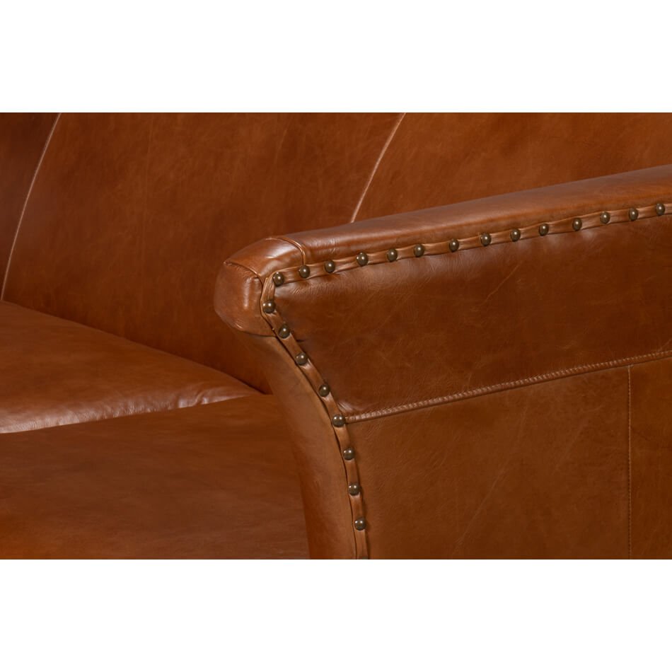 Havana Brown Leather Sofa - English Georgian America