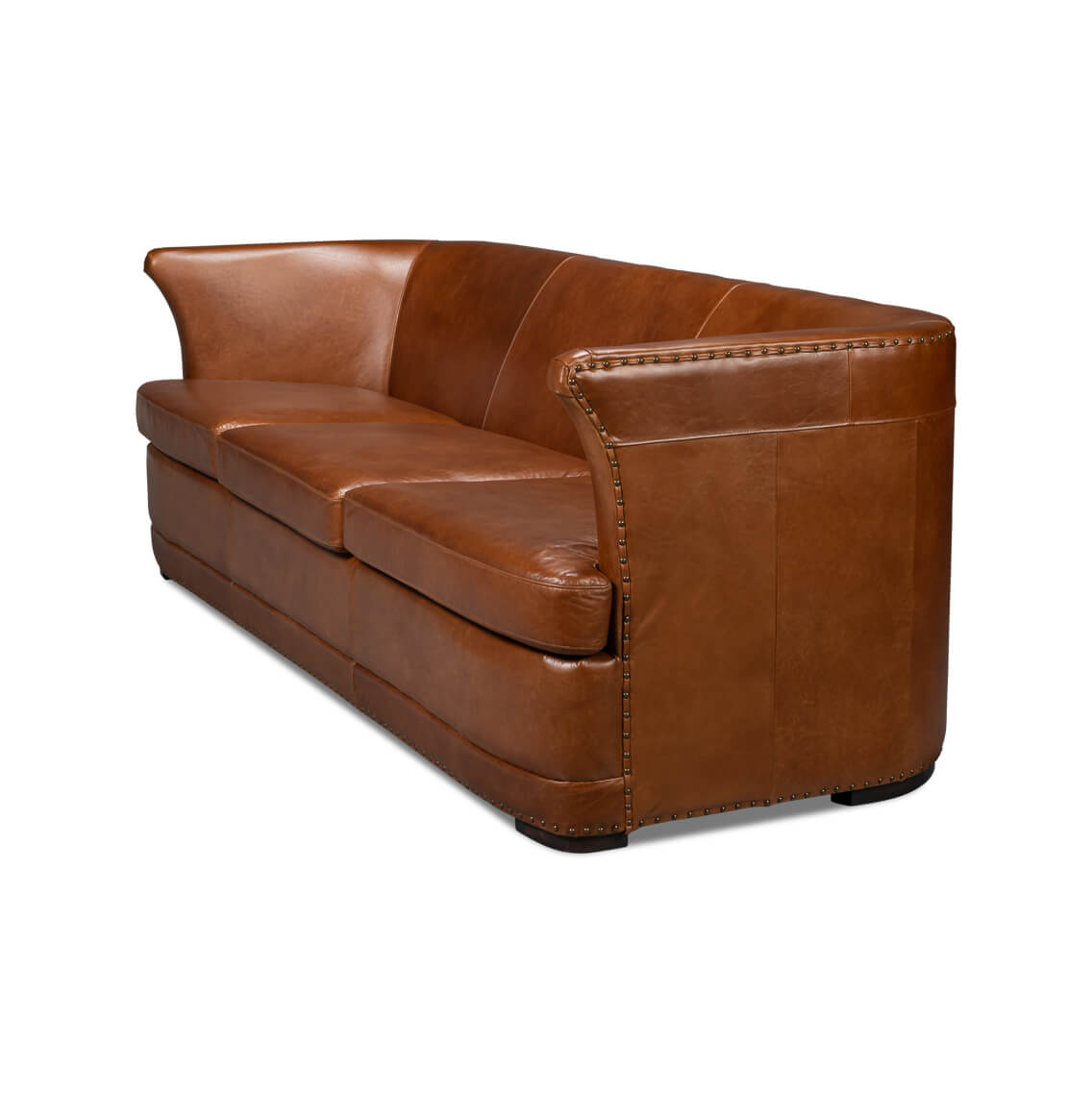 Havana Brown Leather Sofa - English Georgian America