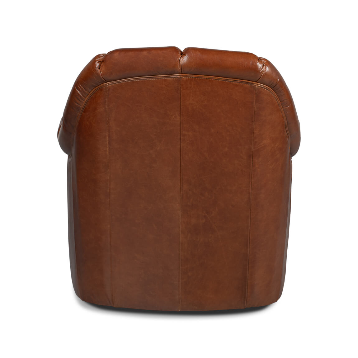 Havana Brown Leather Swivel Chair - English Georgian America