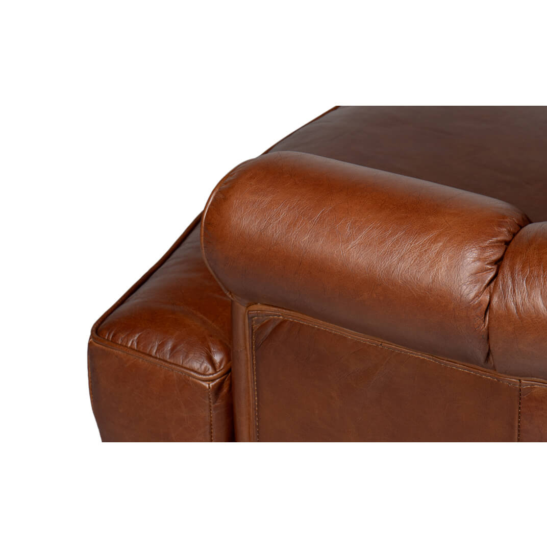 Havana Brown Leather Swivel Chair - English Georgian America