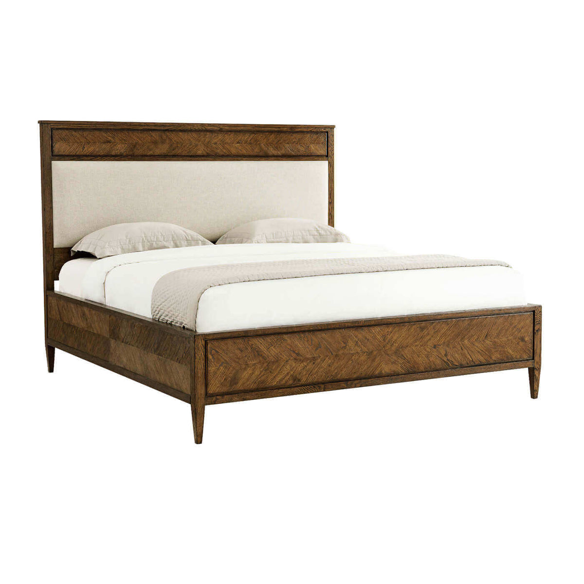 Herringbone Parquetry California King Bed - Dark Oak - English Georgian America